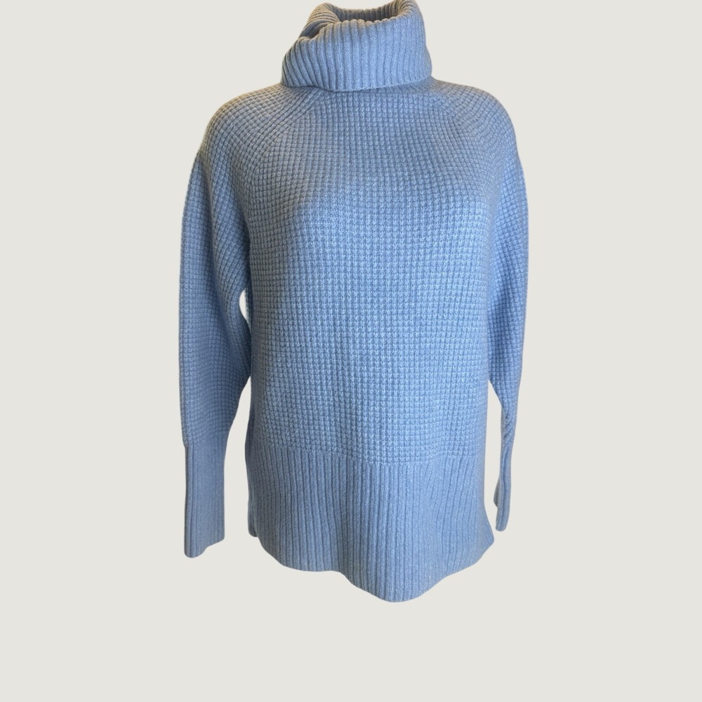 L.L.Bean SuperSoft Waffle Turtleneck Sweater Cozy Fall Side Zip